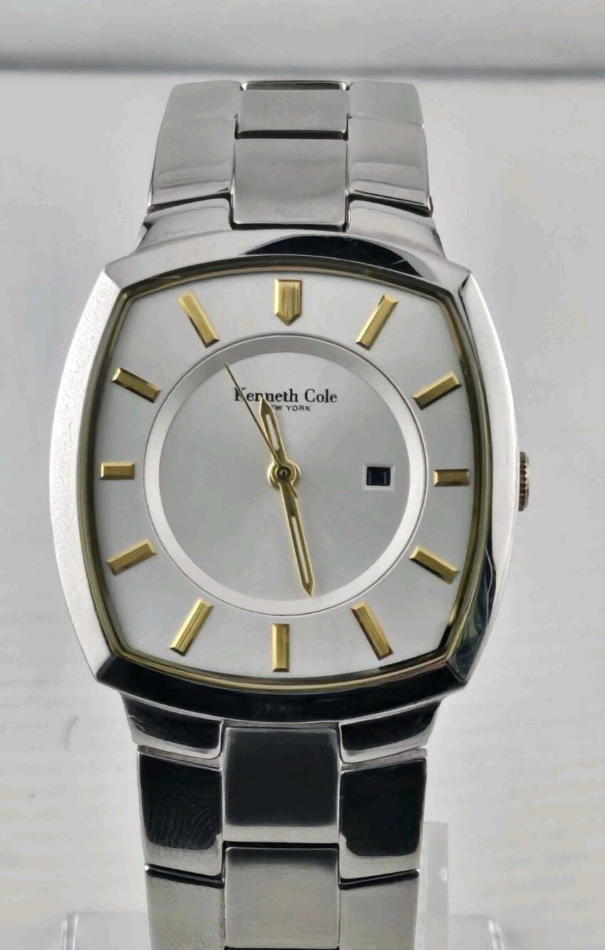 NWOT Mens Kenneth Cole New York KC 3437 Thin Quartz Watch New Battery Runs